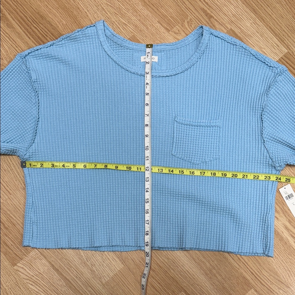 Anthropologie Pilcro Small Light Blue Waffle Knit Oversized Crop Tee NWT - Picture 8 of 11